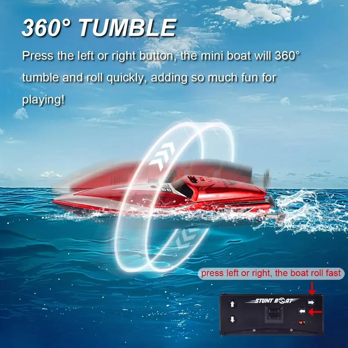 360° Rotating Fast RC Boat - Pool and Lake RC Boats Sportsman Specialty Products