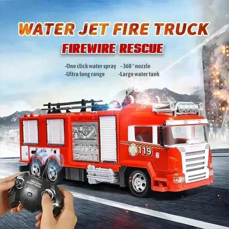 Fire Truck RC Truck Rescue 2.4g Fireman Radio Controlled Water Jet Ladder Fire Engine - Sportsman Specialty Products