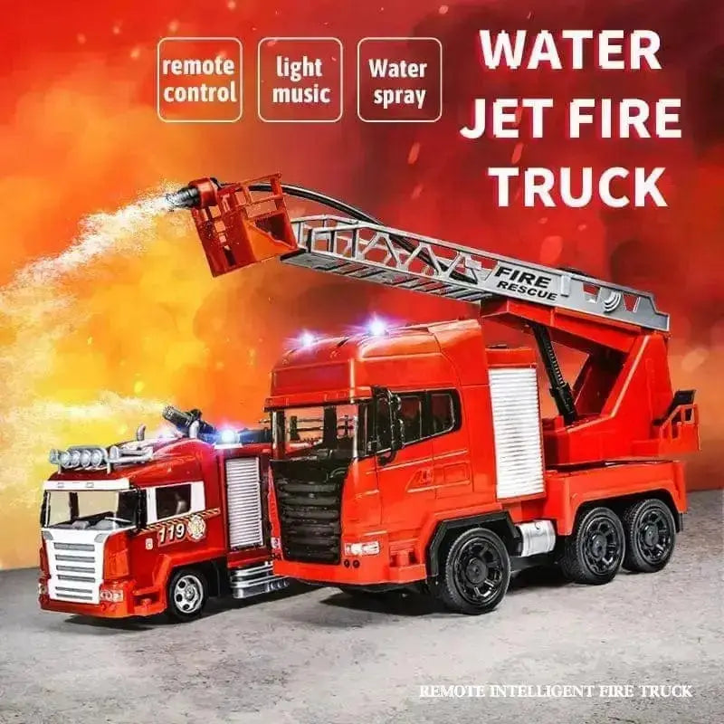 Fire Truck RC Truck Rescue 2.4g Fireman Radio Controlled Water Jet Ladder Fire Engine - Sportsman Specialty Products