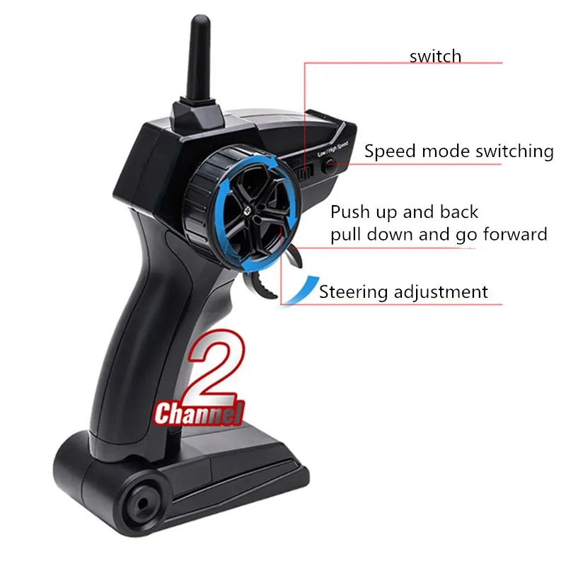 high speed RC car remote control with speed mode switching and steering adjustment features