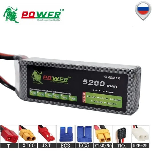 11.1V 5200mah Rechargeable Battery for RC Drone Cars Airplane, high-power and high-quality battery.