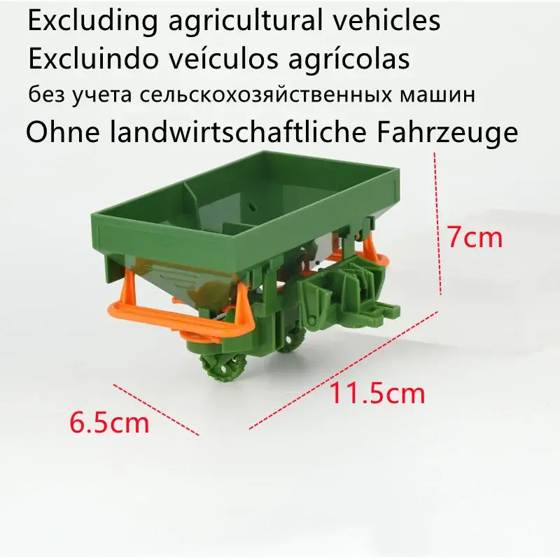 Remote Control Tractor RC Farmer Car Toys Set showing a green toy vehicle dimensions 11.5cm x 6.5cm x 7cm on a white background.