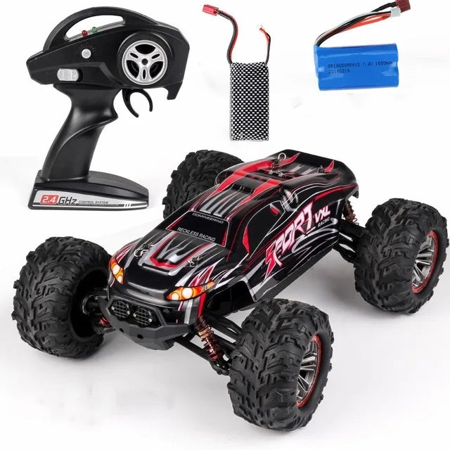 high-speed off-road RC car with remote control, battery, and accessories for thrilling outdoor adventures