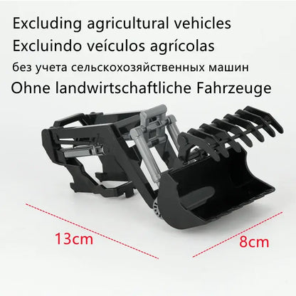 Remote Control Tractor with detachable loader bucket, dimensions 13cm by 8cm, showcasing design for enhanced play.