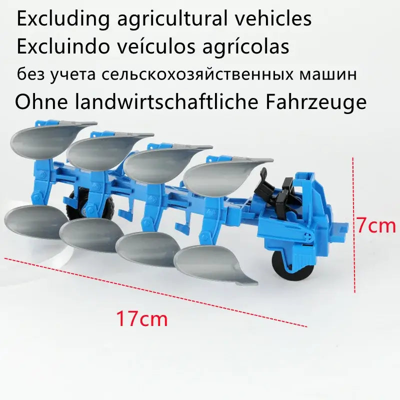 Remote Control Tractor part showcasing the plow attachment with dimensions labeled 17cm x 7cm for accurate size representation.