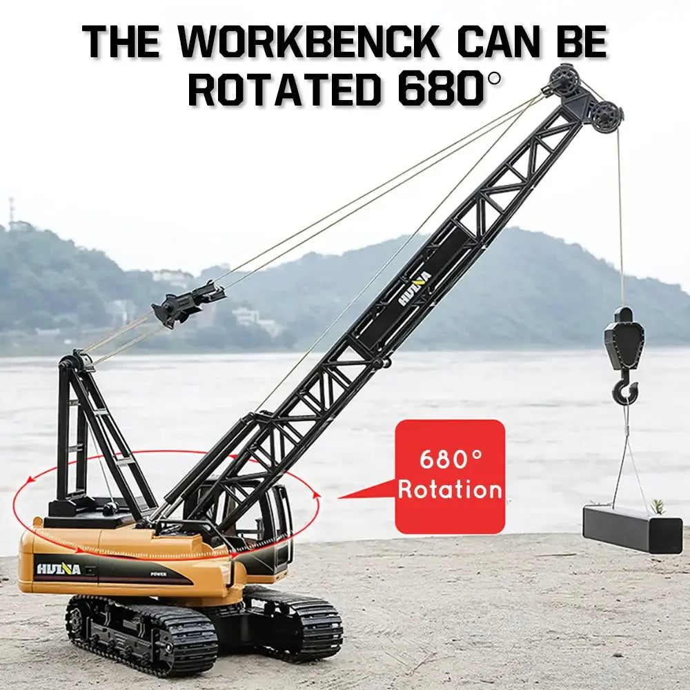HUINA 1 14 RC Truck Crawler showing the workbench rotation capability of 680 degrees.