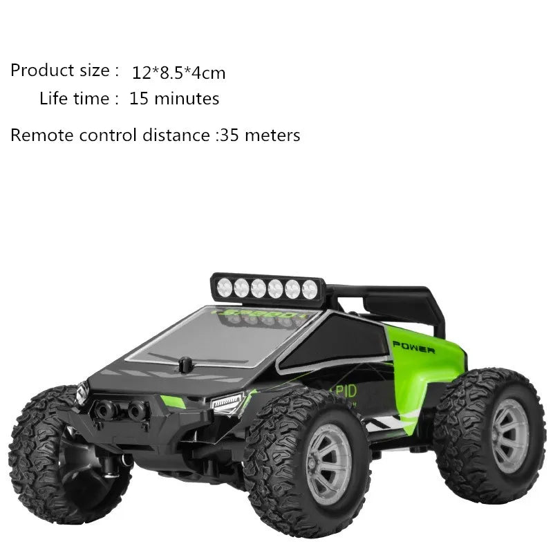 high speed RC car showcasing detailed specifications and rugged design for thrilling performance.