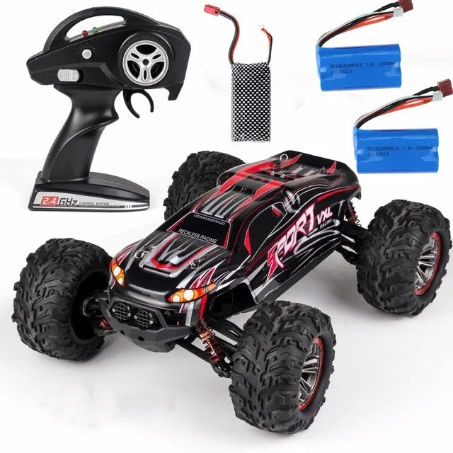 High-speed off-road RC car with controller and batteries, capable of 70KM/H, for thrilling outdoor adventures.