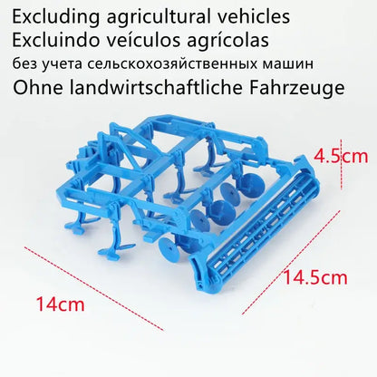 Remote Control Tractor accessories showing a blue toy implement dimensions 14cm by 14.5cm and 4.5cm height for children's play.