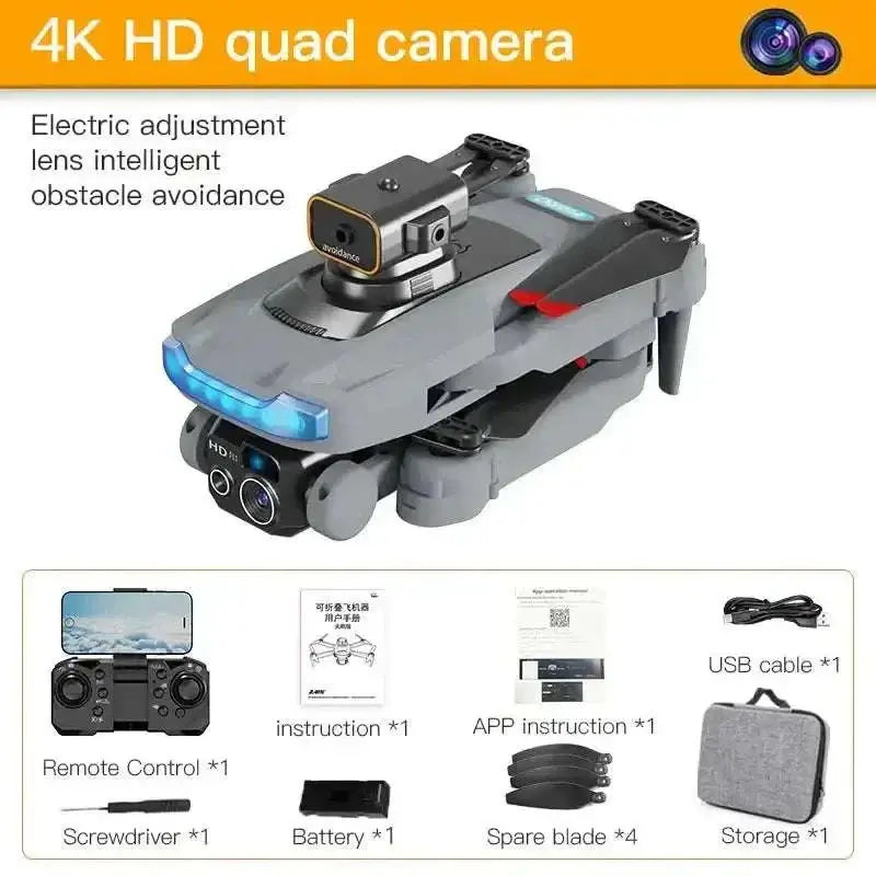8K GPS dual camera drone with obstacle avoidance and accessories for professional aerial photography.