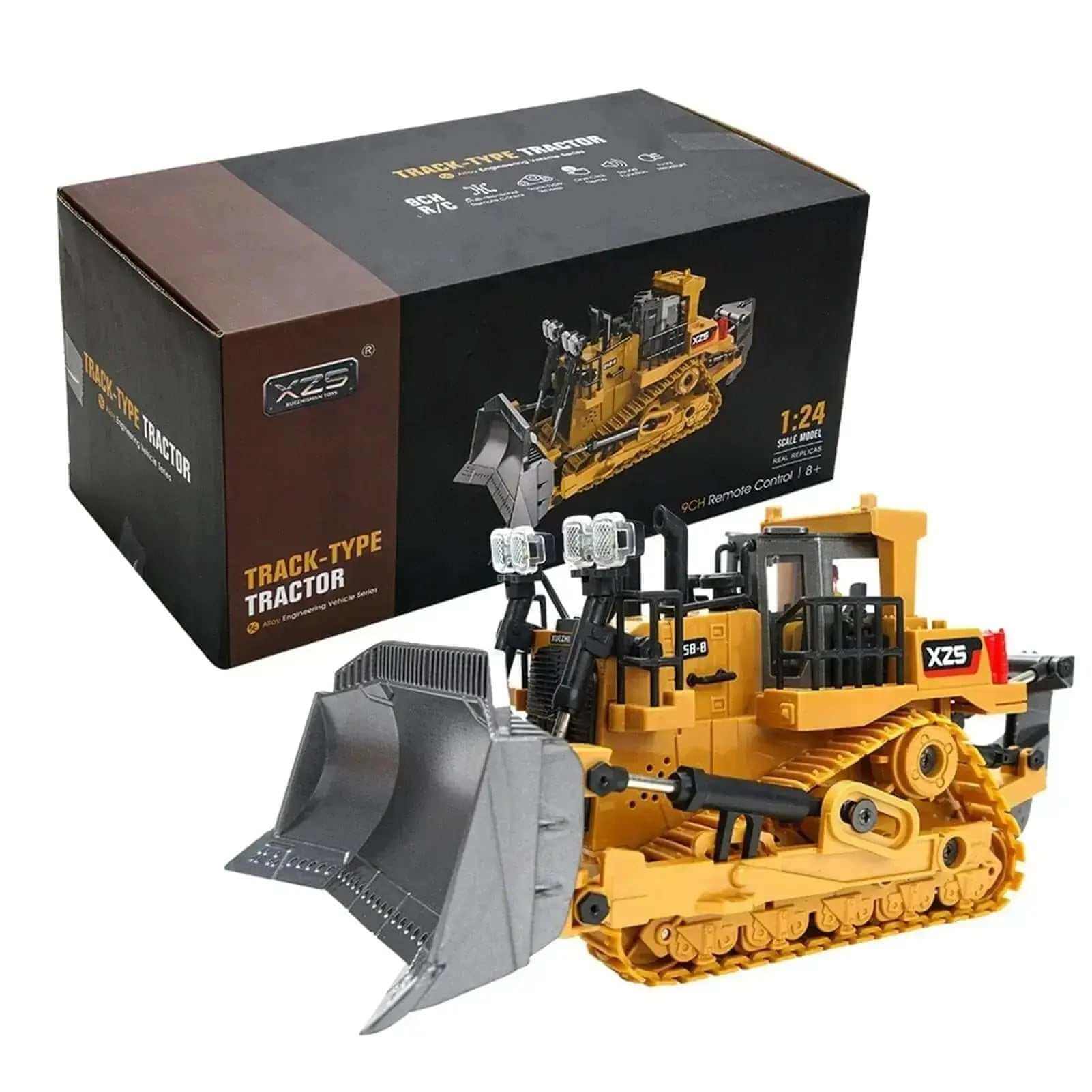 RC Bulldozer Construction Tractor 1:24 Alloy  USB Charge Excavator Vehicle - Sportsman Specialty Products