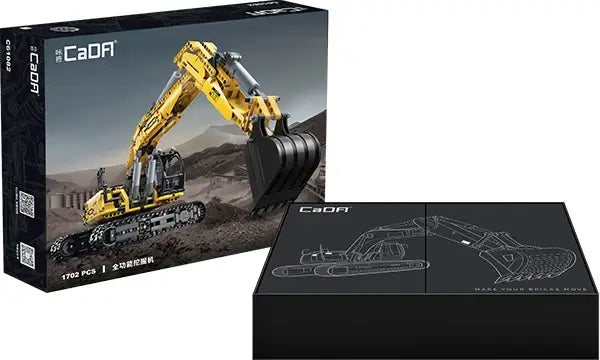 RC Excavator Engineering Car DIY Model Building Blocks packaging with realistic design and detailed illustration.