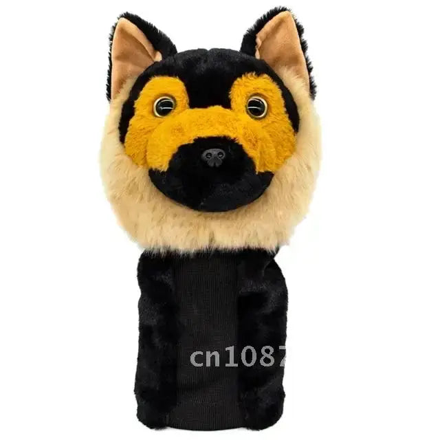 Cartoon Animal Golfing Club Cover plush accessory featuring a dog design with vibrant colors and a fun appearance.