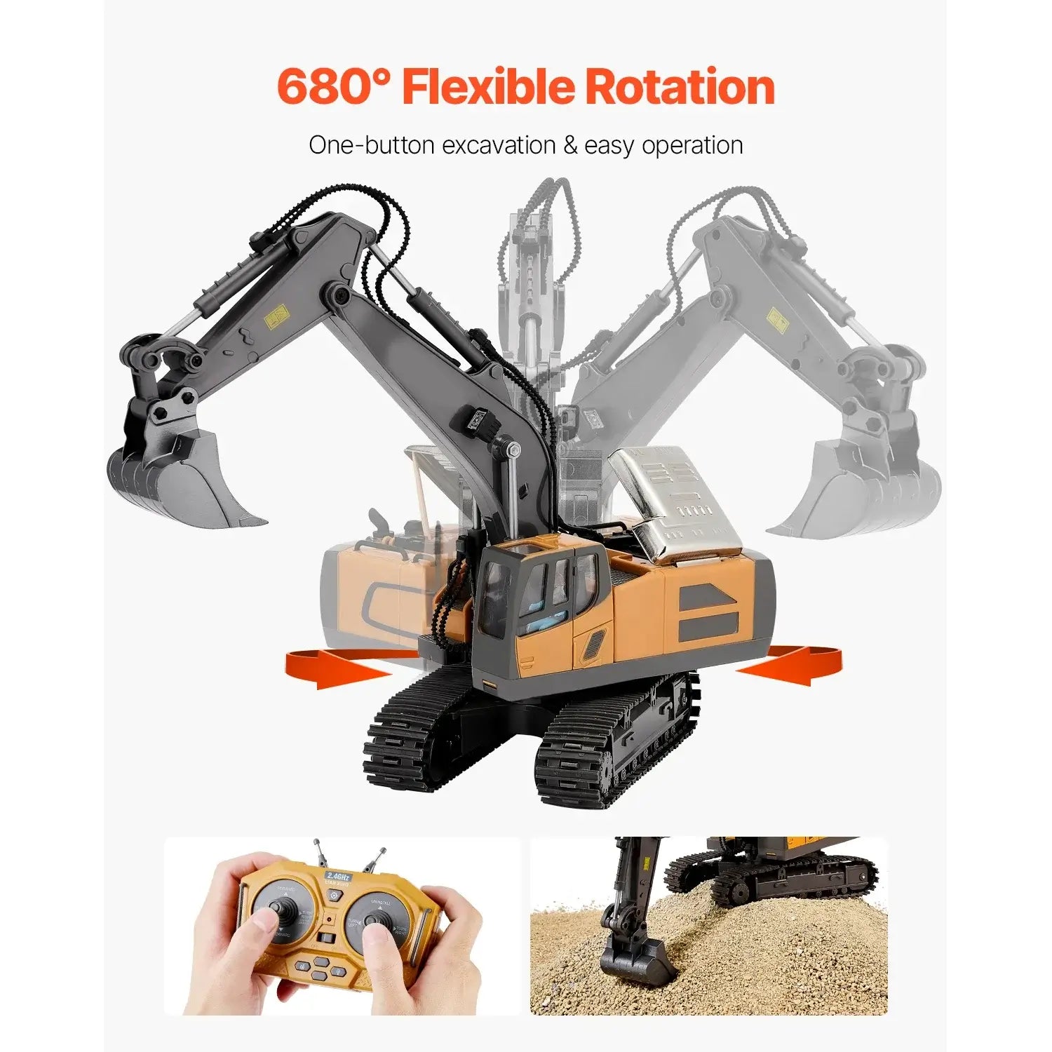VEVOR 2.4G Rc Excavator 1:20 Scale with Lights & Sounds Construction Vehicle Sportsman Specialty Products