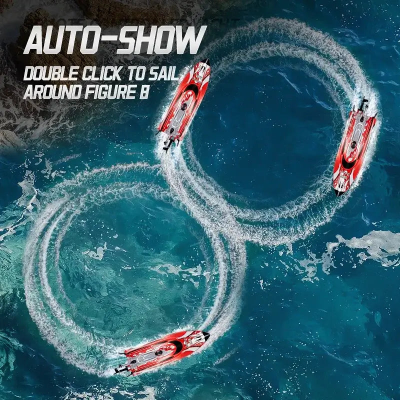 HJ820 RC Battery Boat 2.4Ghz 25km/h High-Speed Remote ControlExperience precision control on the water with the HJ820 RC Battery Boat, engineered for high-speed performance. This 2.4GHz remote control boat delivers impressive 25km/h speeds, making it idea