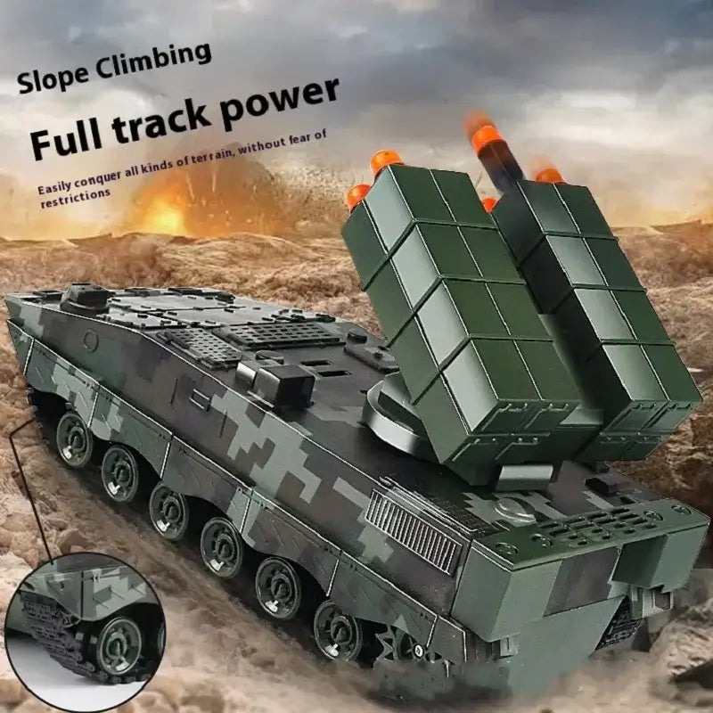 Simulation Military Missile remote control vehicle capable of slope climbing and full track power.