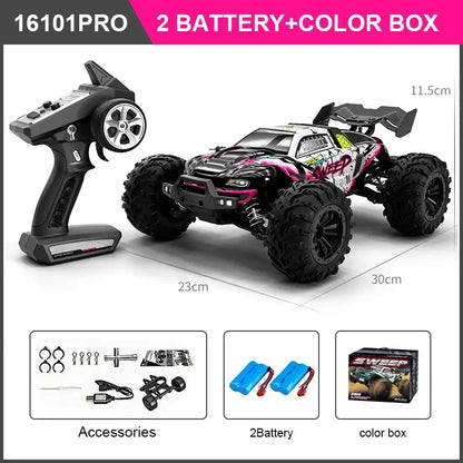 High Speed RC Car 4WD with accessories, remote control, and two batteries for thrilling off-road adventures.
