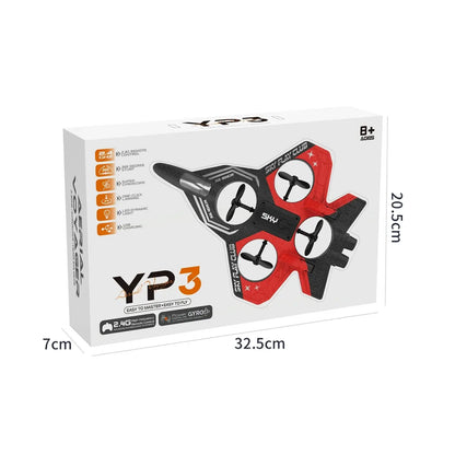 YP3 foam aircraft drone packaging showcasing the 4-axis remote control design with LED lights.