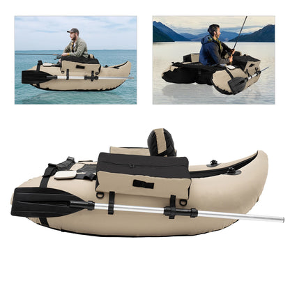 Inflatable Fishing Boat Khaki Portable Fishing Raft