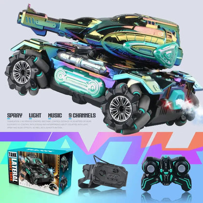 stunt launch water polo tank RC spray car 2.4G four-wheelSPECIFICATIONS stunt launch water polo tank Brand Name: NONE Certification: CE Charging Voltage: 3.7V Choice: yes Control Channels: 9 Channels Controller Mode: MODE1 Design: Cars Features: Remote Co