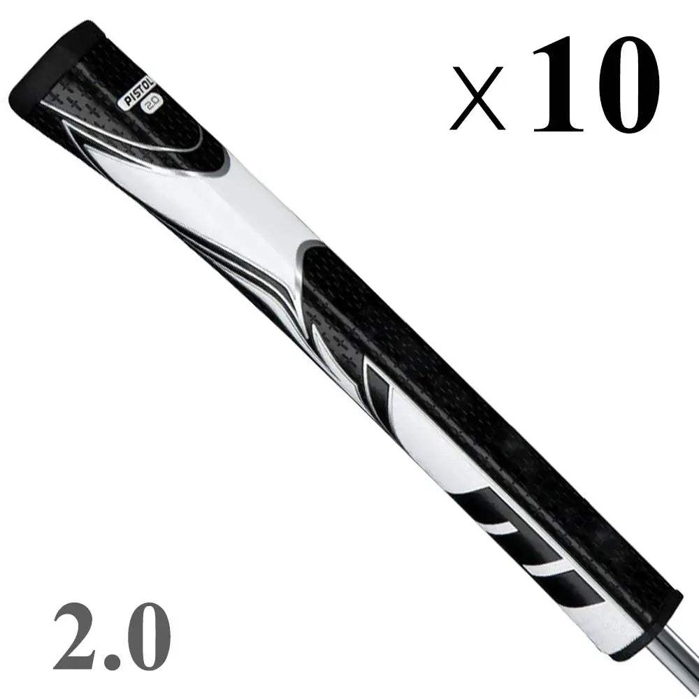 Golf Putter Grip Pistol 2.0 in black and white design, sold in a pack of 10 for enhanced golfing performance.