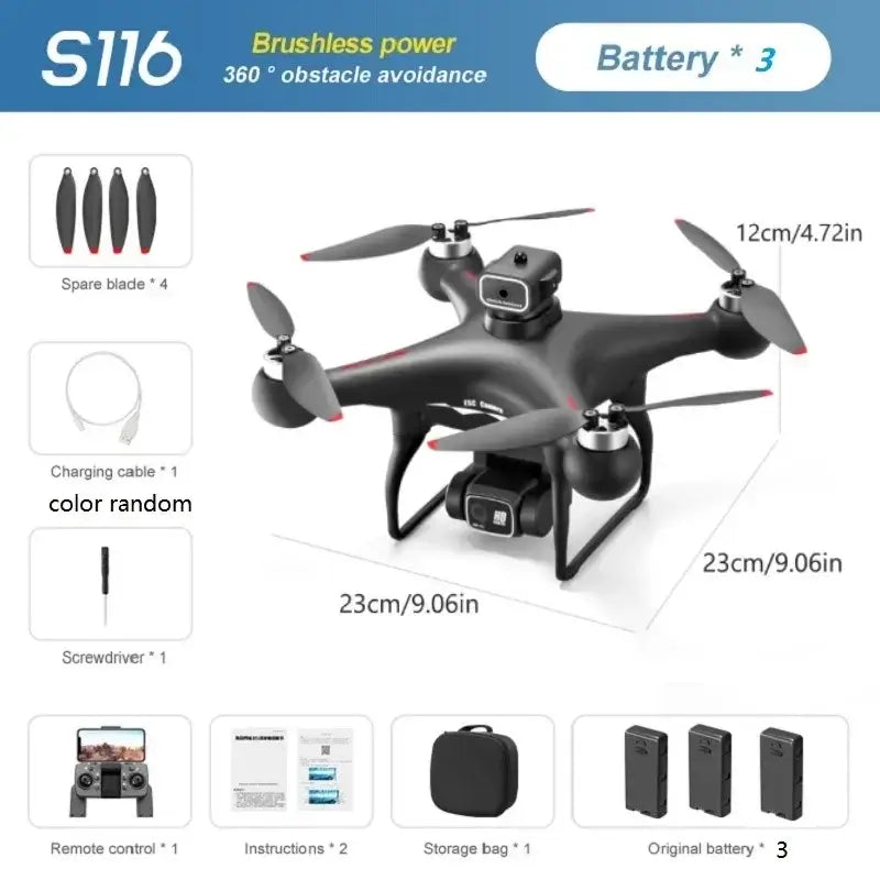 S116 MAX Drone Professional with 3 Batteries 8K Dual Camera Optical Sportsman Specialty Products