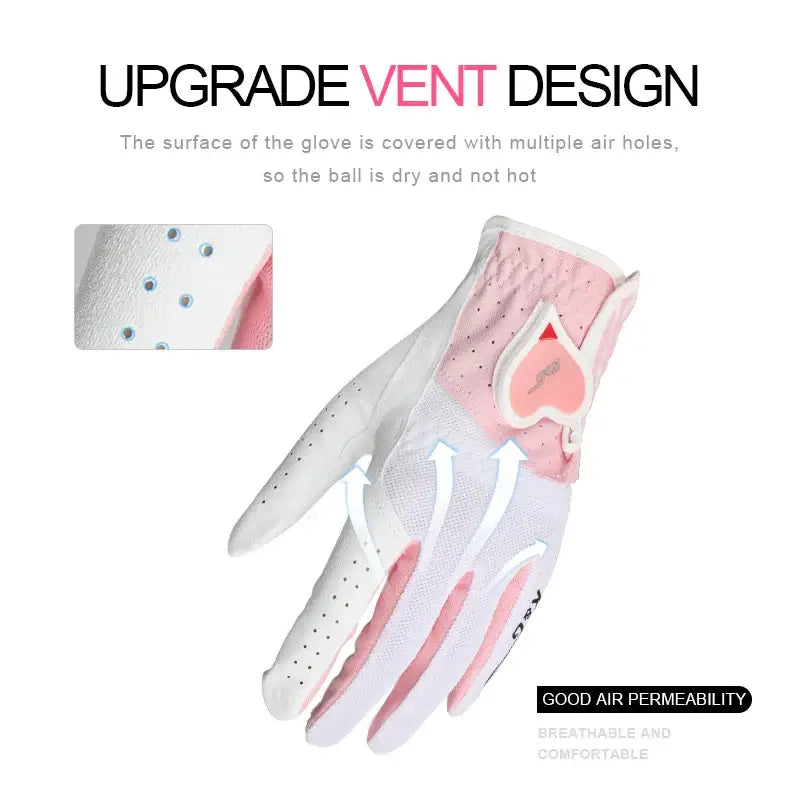 Golf Gloves Woman PU Leather Soft Gloves Ladies Anti-Slip