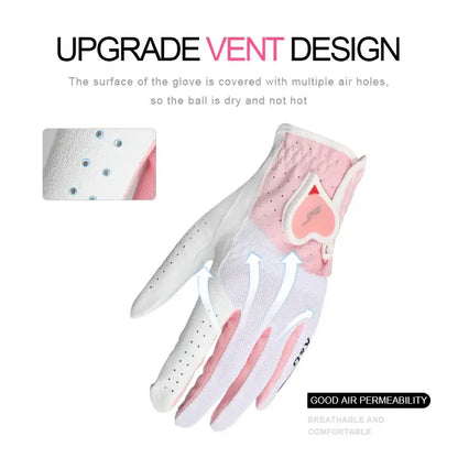 Golf Gloves Woman PU Leather Soft Gloves Ladies Anti-Slip