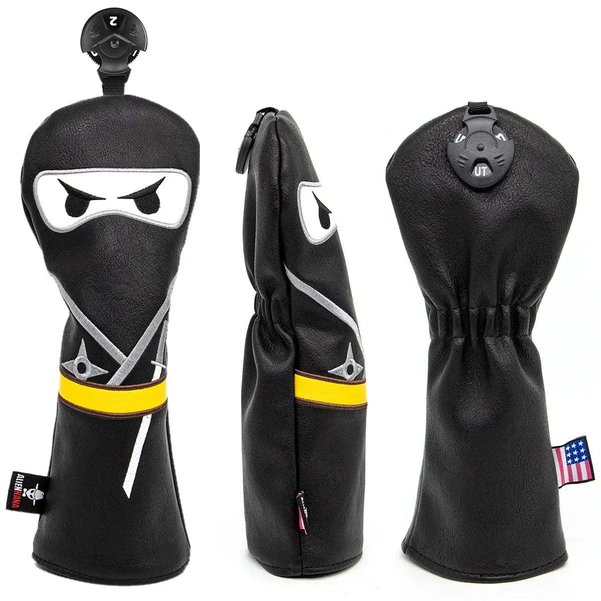 Aliennana Golf Club Headcover Set, Black Ninja Driver Head Cover Sportsman Specialty Products