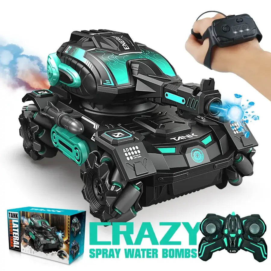 stunt launch water polo tank RC spray car 2.4G four-wheelSPECIFICATIONS stunt launch water polo tank Brand Name: NONE Certification: CE Charging Voltage: 3.7V Choice: yes Control Channels: 9 Channels Controller Mode: MODE1 Design: Cars Features: Remote Co