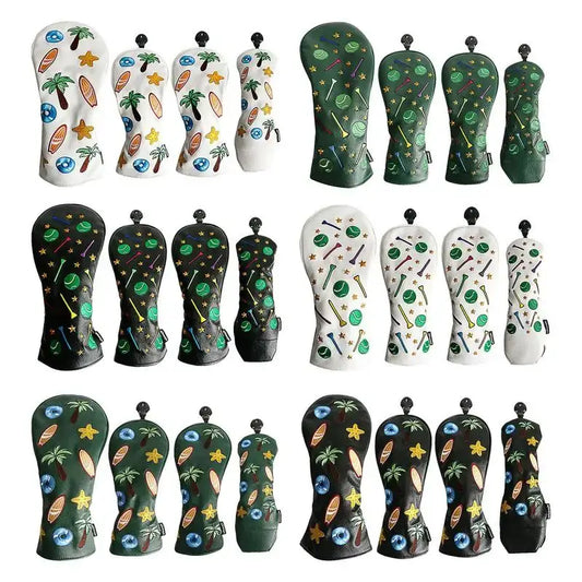 4pcs Golf Club Covers Set PU Leather Golf Club Head Covers Unisex Sportsman Specialty Products