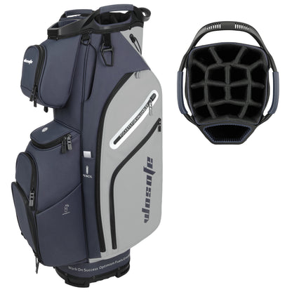 Lightweight Men Women Golf Bag in blue and gray with multiple pockets and ergonomic design for golf enthusiasts.
