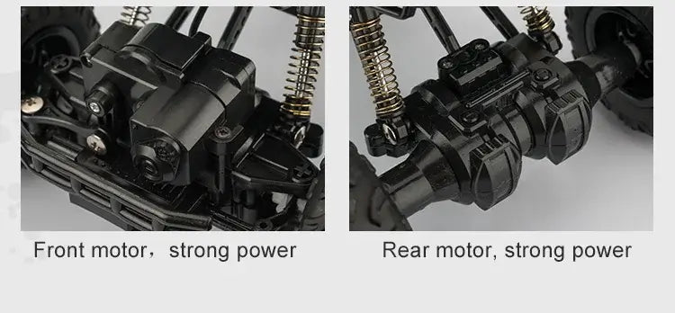 Front and rear motors of the RC Car Remote Control Climbing Vehicle showcasing strong power and performance.