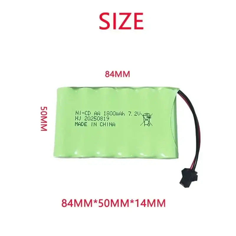 7.2V 1800mAh NiCD AA Battery for Rc Toys Cars Tanks Robots, green rechargeable battery pack