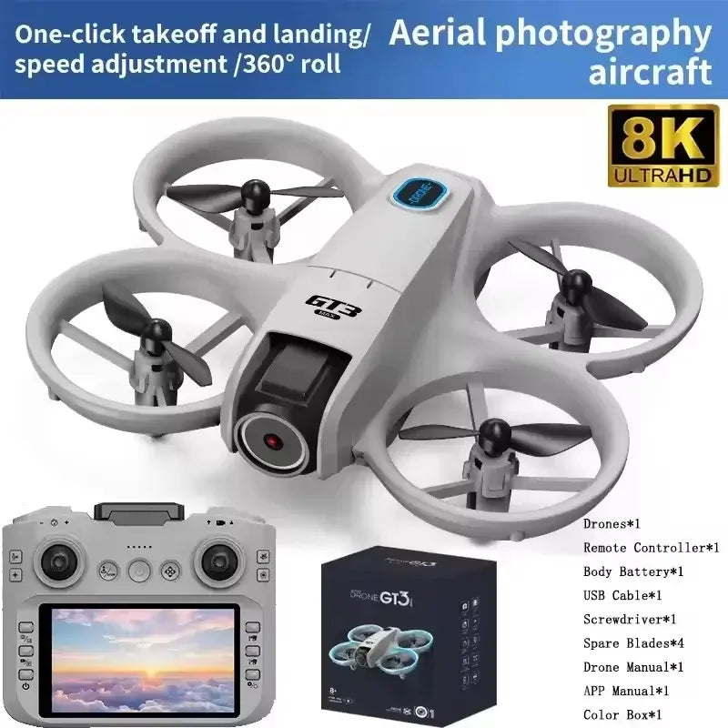 Drone GT3 MAX aerial photography aircraft with 8K resolution and remote controller for stunning visuals.