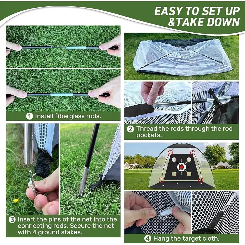 Golf Practice Net with Mat Hitting Aid 10x7FT Backyard Chipping Swing Training Sportsman Specialty Products
