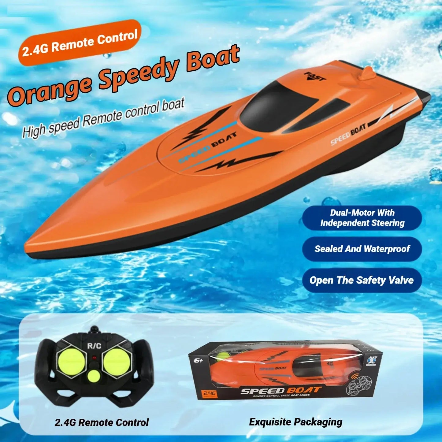 2 Pack Remote Control Boat 2.4GHz Dual Motor RC Speedboat
