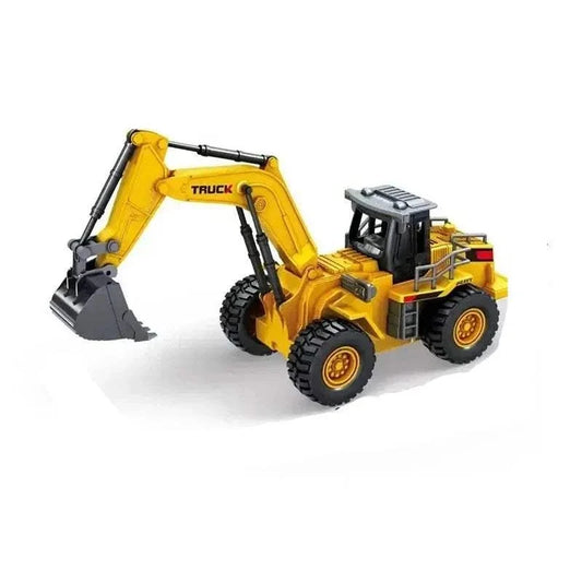 Excavator Bulldozer Dump Truck remote control toy with dimensions 38CM x 12CM x 17CM for kids play.