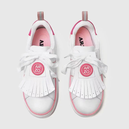 professional golf sneakers designed for comfort and stability, featuring a stylish white and pink color scheme.