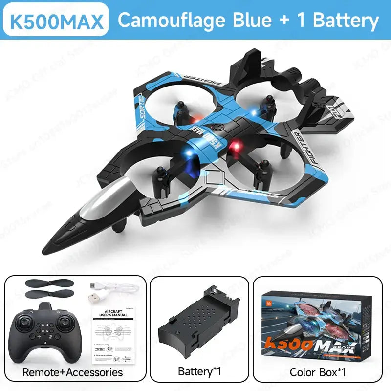 Remote Control Plane JCMO K500MAX Camouflage Blue with remote and battery accessories