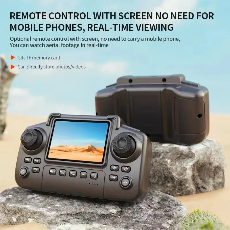 Drone E88PRO 8K remote control with screen for mobile phone-free real-time viewing.