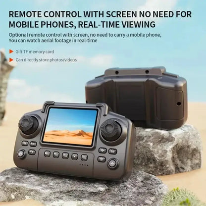 Drone E88PRO 8K remote control with screen for mobile phone-free real-time viewing.