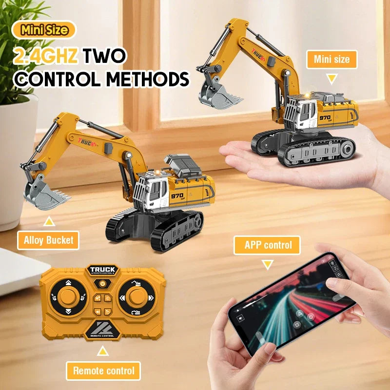Rc Excavator 1/64 Mini Alloy Remote Controlled Engineering Vehicle