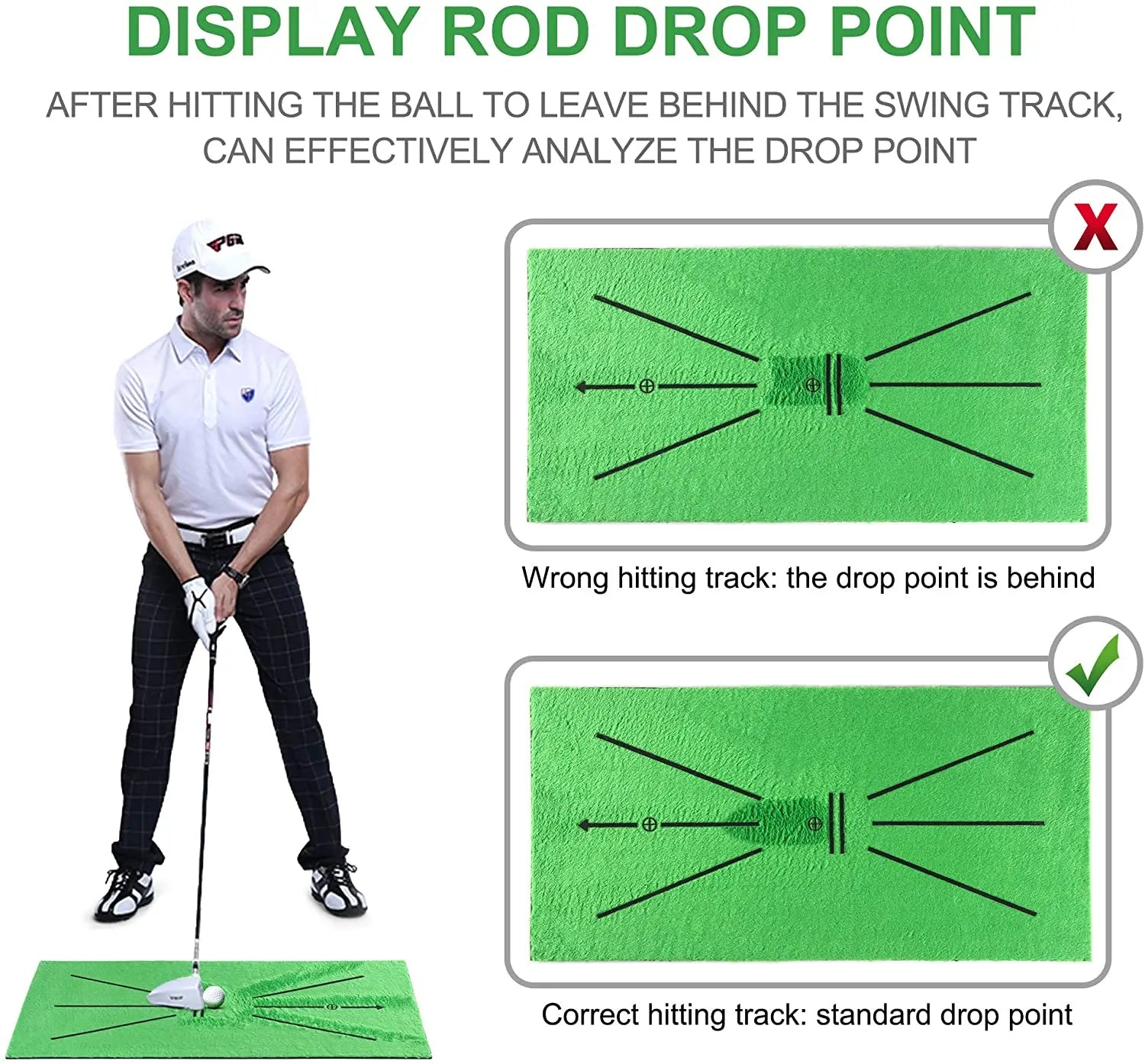Golf Training Mat Swing Track Practice Marking Pad Detection Batting Ball Trace Sportsman Specialty Products