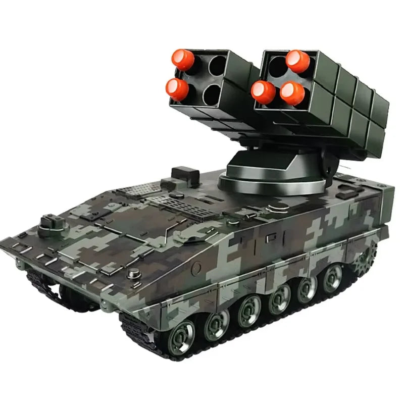 Simulation Military Missile Remote Control Vehicle with missile launcher and camouflaged design.