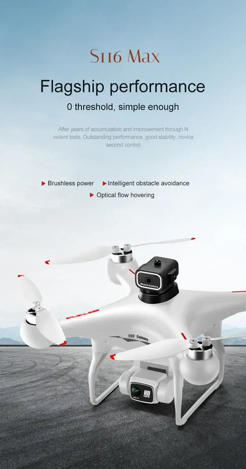 S116 MAX Drone Professional with 3 Batteries 8K Dual Camera Optical Sportsman Specialty Products