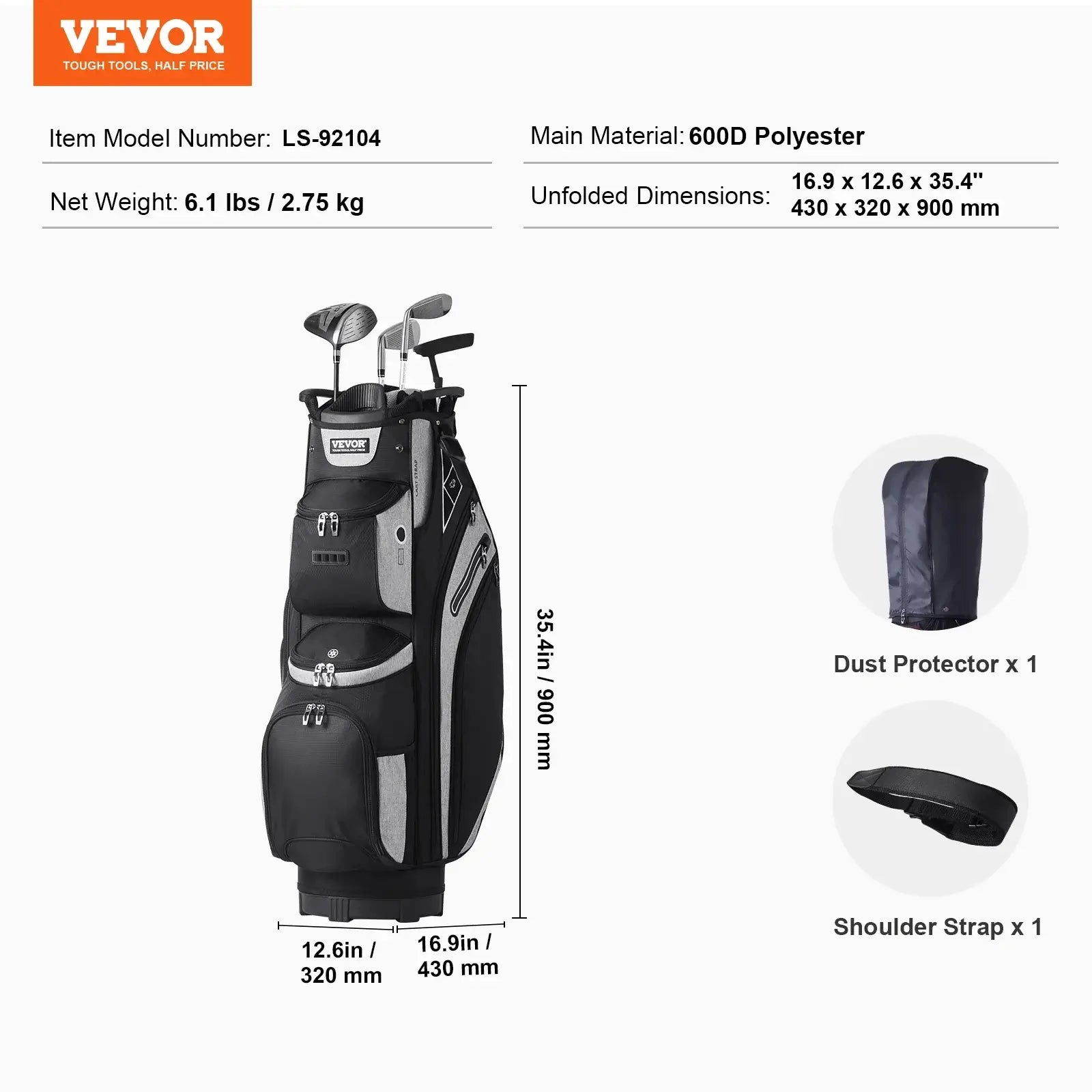 Sportsman Specialty Products VEVOR Golf Cart Bag with 14 Way Organizer Divider Top Pockets Premium
