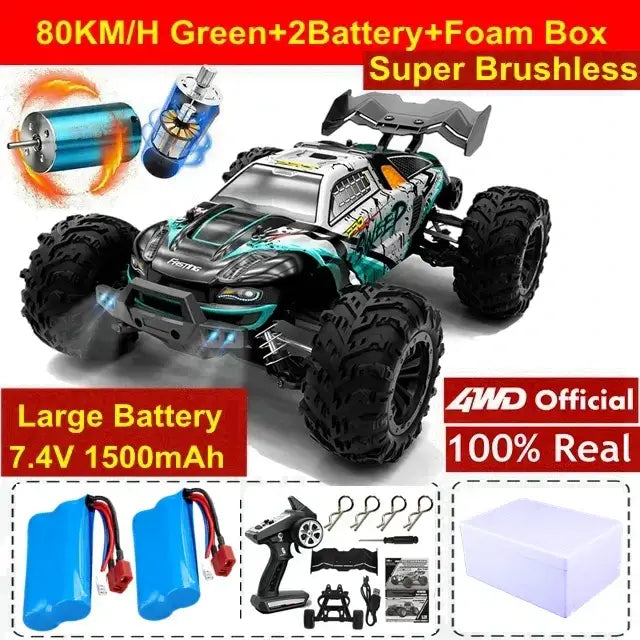 Super Brushless 80KM or 50KM/H 4WD RC Car With LED