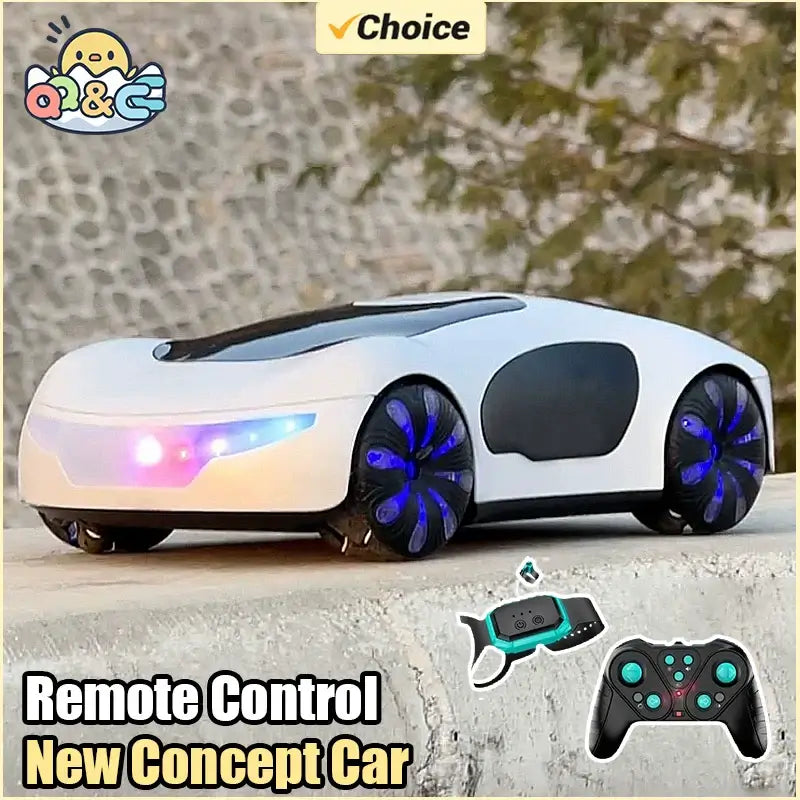 Remote Control Concept Cars with futuristic design, glowing wheels, and controller showcased in product image.