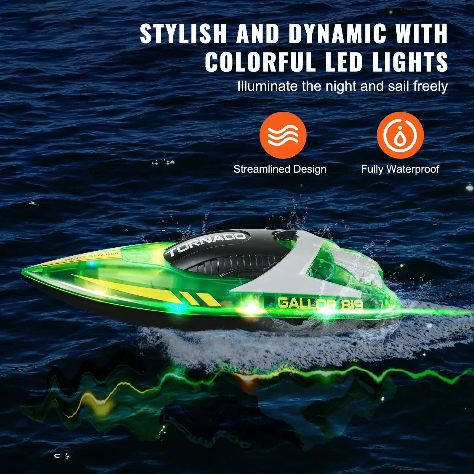 HJ819 RC Boat 2.4GHz 12 km/h High Speed Remote Control Sportsman Specialty Products